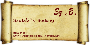 Szoták Bodony névjegykártya